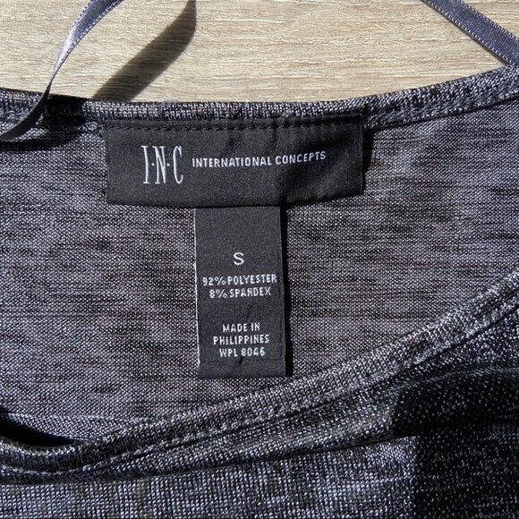 NWOT INC Dolman 3/4 Sleeve  Top Gunmetal foil Print - Picture 6 of 12